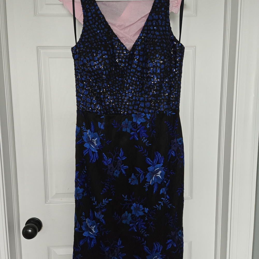 David Meister Blue Sheath Cocktail Dress